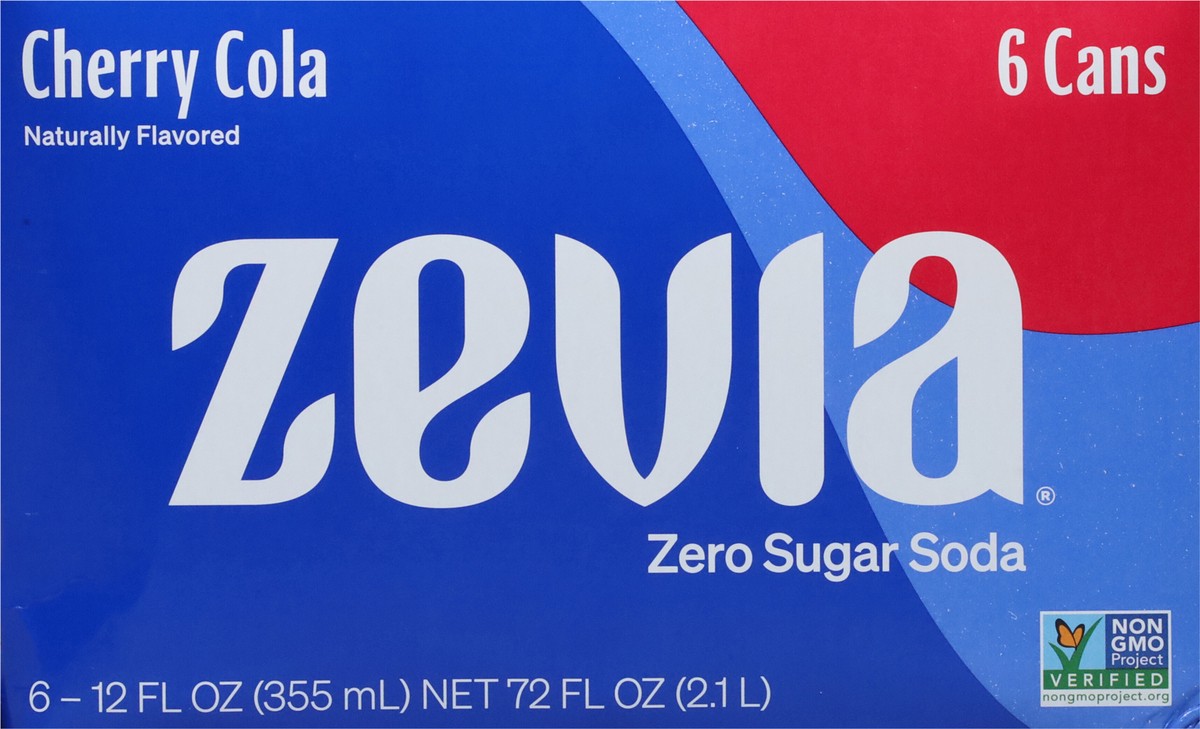 slide 7 of 9, Zevia Zero Sugar Cherry Cola Soda 6 - 12 fl oz Cans, 6 ct; 12 oz
