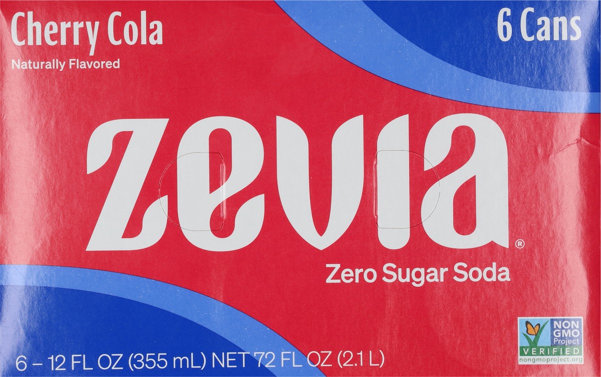 slide 9 of 9, Zevia Zero Sugar Cherry Cola Soda 6 - 12 fl oz Cans, 6 ct; 12 oz