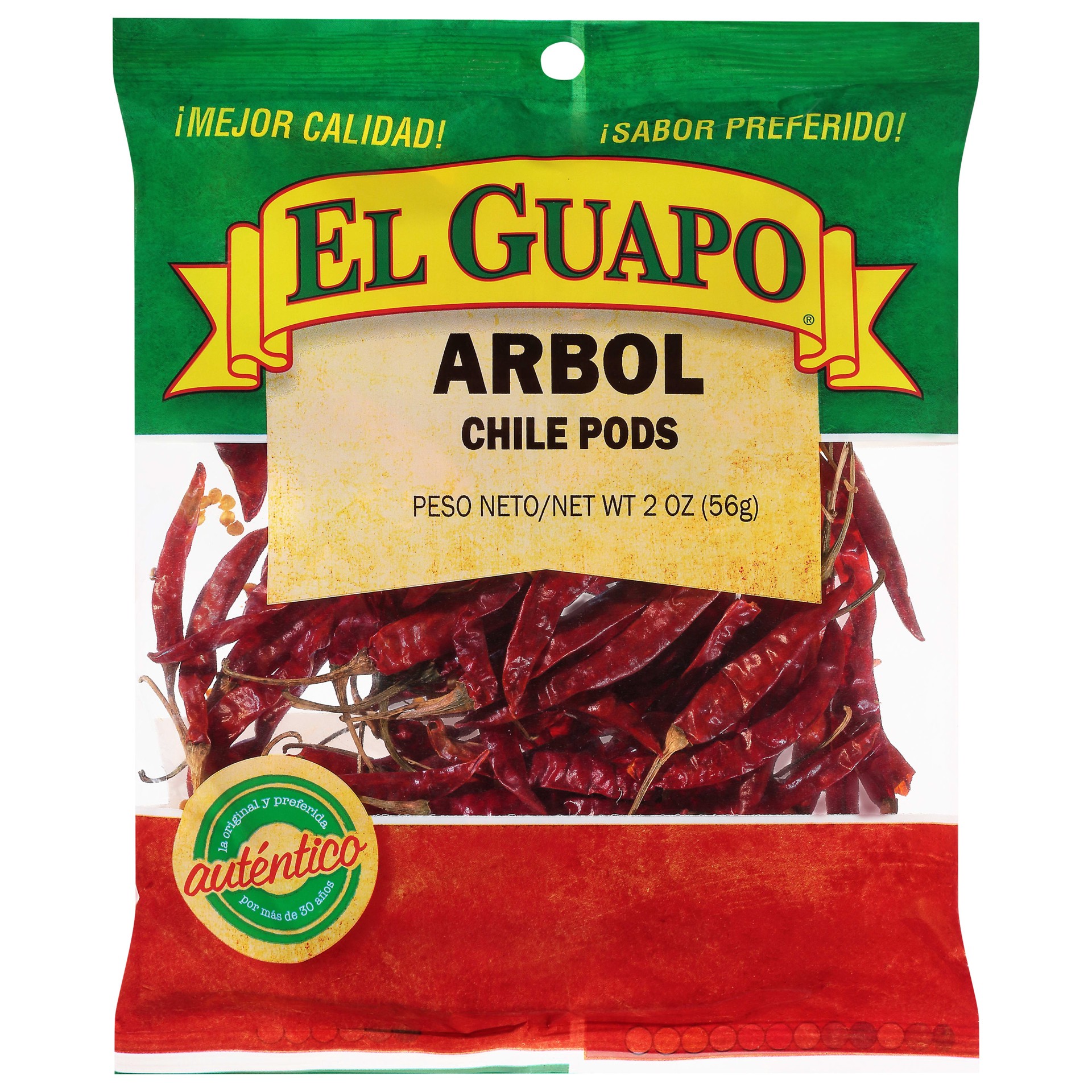 slide 1 of 9, El Guapo Whole Arbol Chili Pods (Chile De Arbol Entero), 2 oz, 2 oz