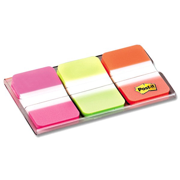 slide 3 of 17, 3M Post-it Tabs, 1 inch Solid, Pink, Green, Orange, 22/Color, 66/Dispenser, 1 ct