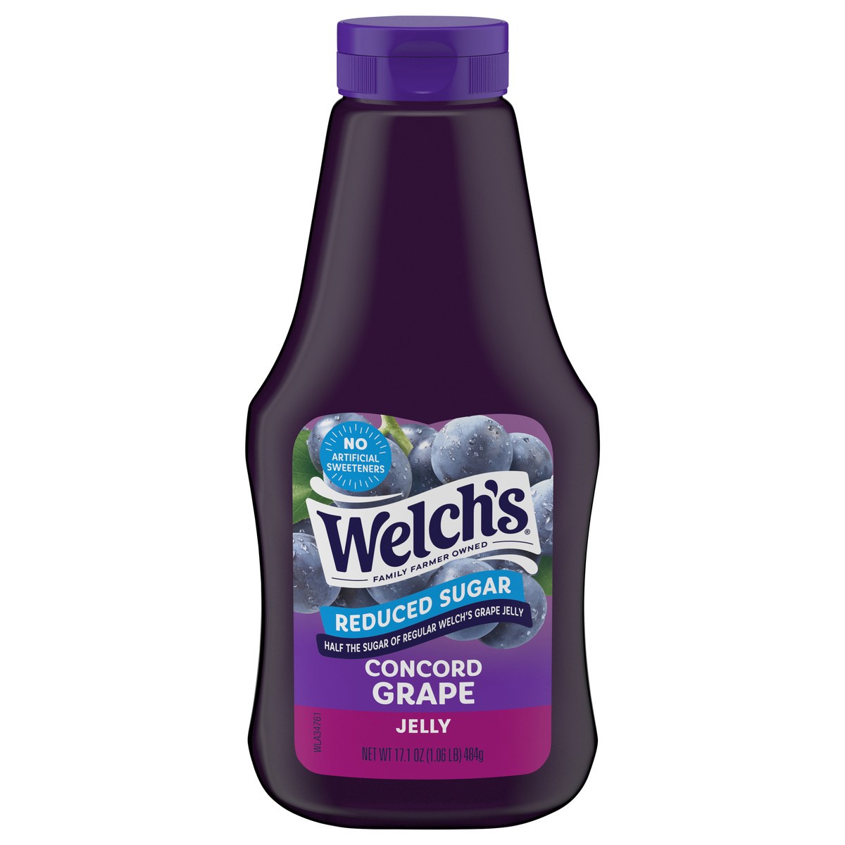 slide 1 of 5, Welch's Reduced Sugar Concord Grape Jelly, 17.1 oz Squeeze Bottle, 17.1 oz