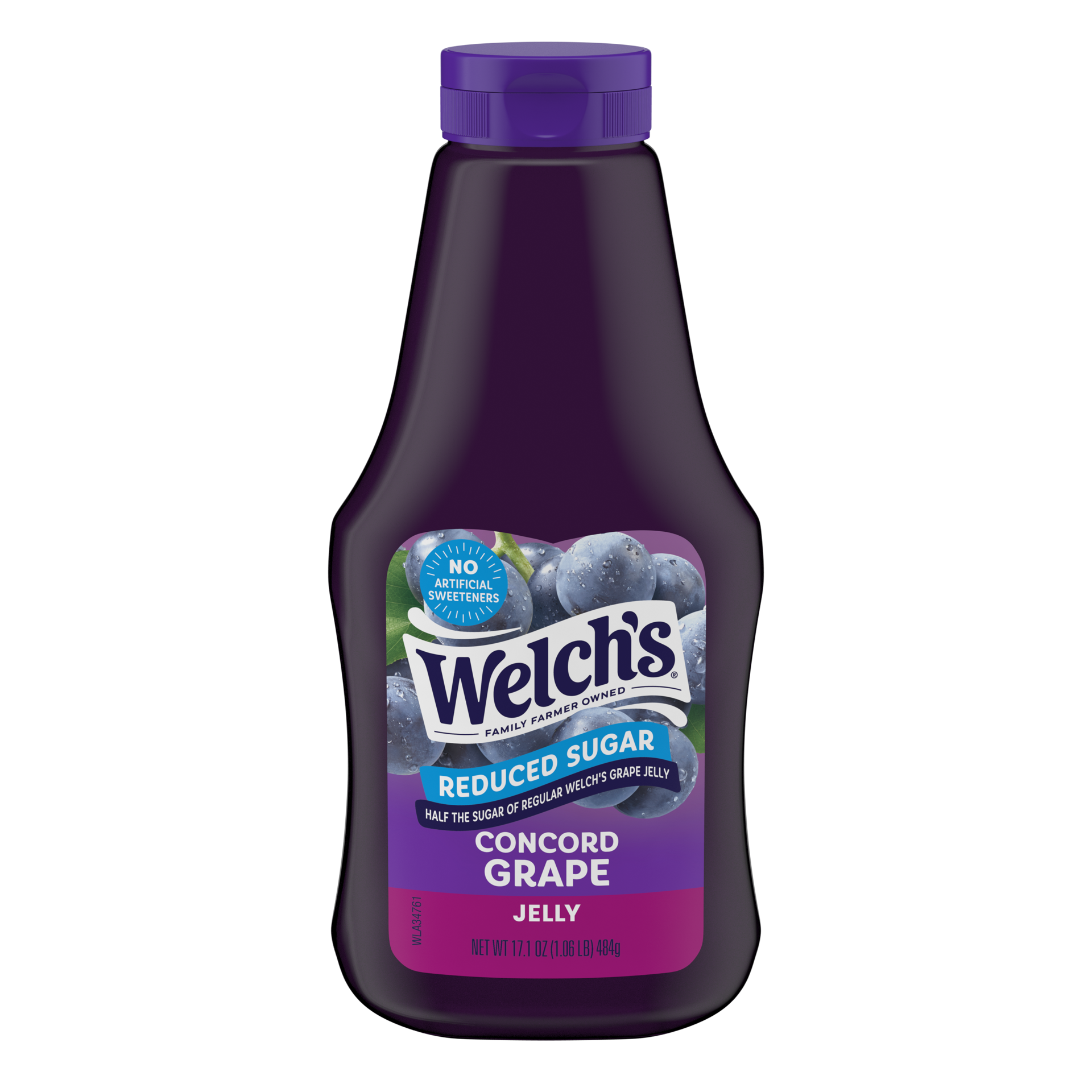 slide 1 of 5, Welch's Reduced Sugar Concord Grape Jelly, 17.1 Oz Squeeze Bottle, 17.1 oz