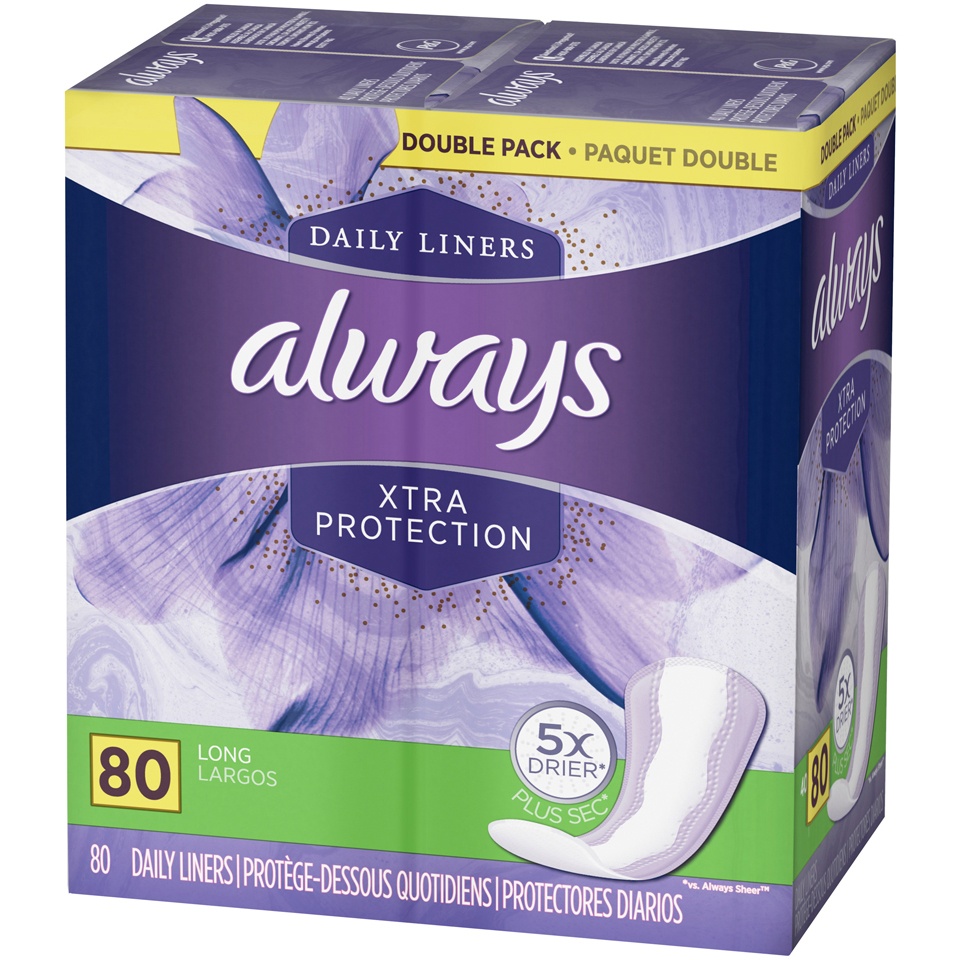 slide 3 of 3, Always Xtra Protection Daily Liners, 80 ct