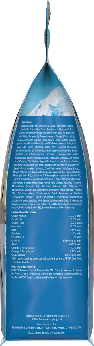 slide 3 of 13, Blue Buffalo Wilderness Denali Dinner High Protein, Natural Dry Dog Food with Wild Salmon, Venison & Halibut 4-lb, 4 lb