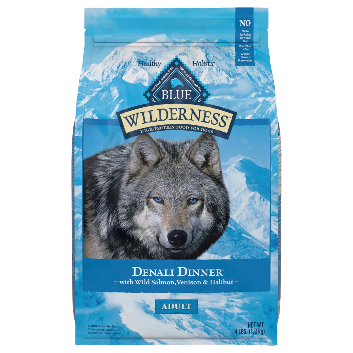 slide 5 of 13, Blue Buffalo Wilderness Denali Dinner High Protein, Natural Dry Dog Food with Wild Salmon, Venison & Halibut 4-lb, 4 lb