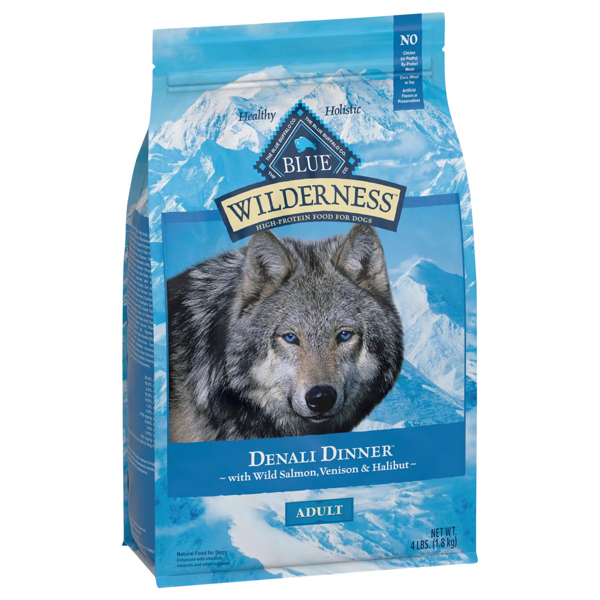 slide 7 of 13, Blue Buffalo Wilderness Denali Dinner High Protein, Natural Dry Dog Food with Wild Salmon, Venison & Halibut 4-lb, 4 lb