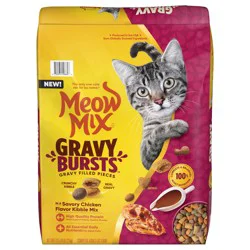 Meow Mix Gravy Bursts Savory Chicken Flavor Mix with Gravy Filled Pieces, Dry Cat Food, 13.5 lb Bag