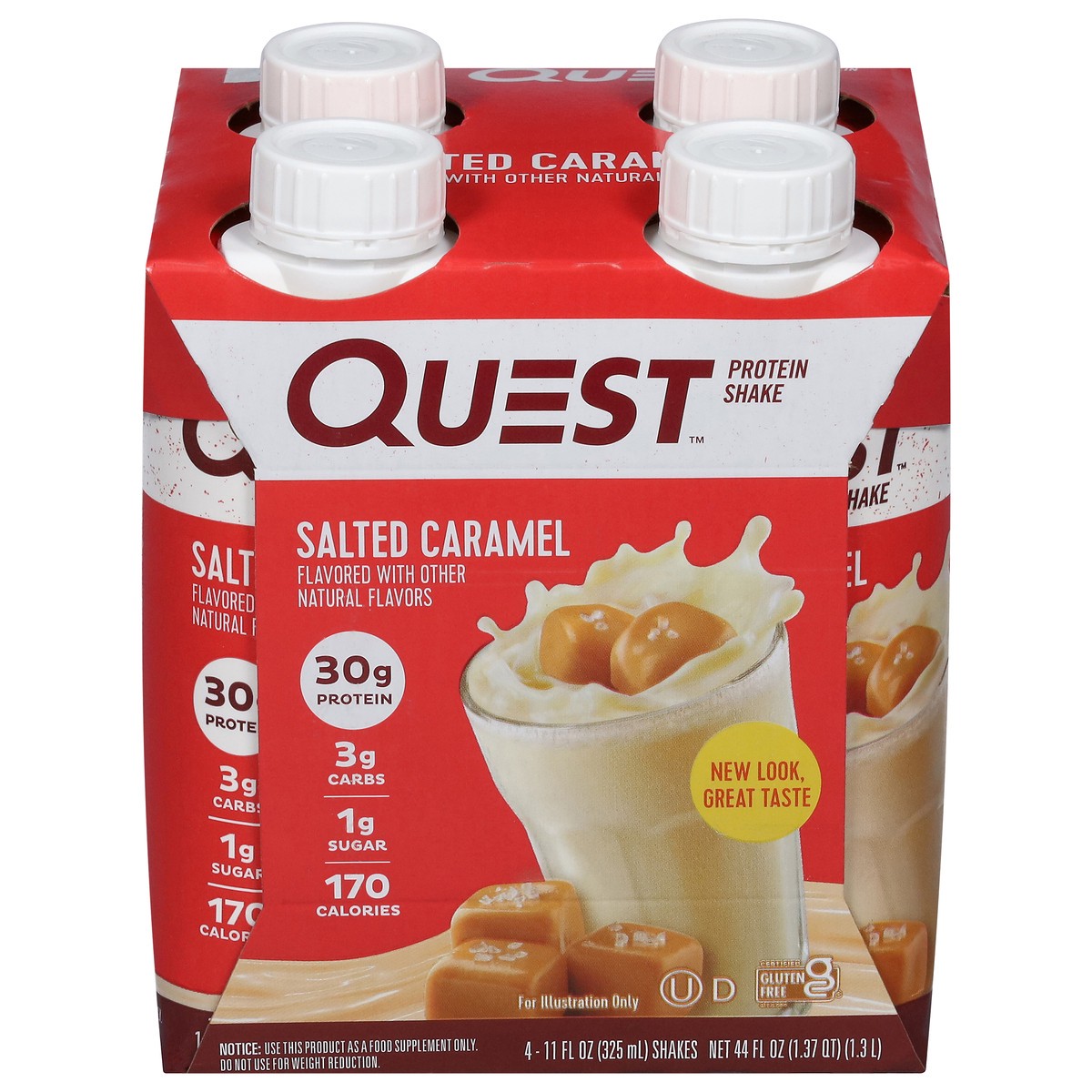 slide 1 of 9, Quest Protein Shake, Salted Caramel, 4 ct