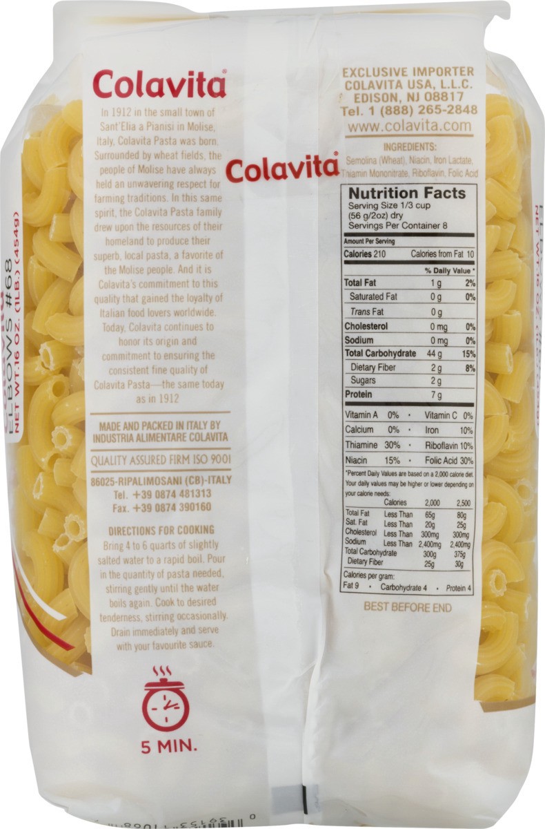 slide 3 of 9, Colavita Pasta Elbows, 1 lb