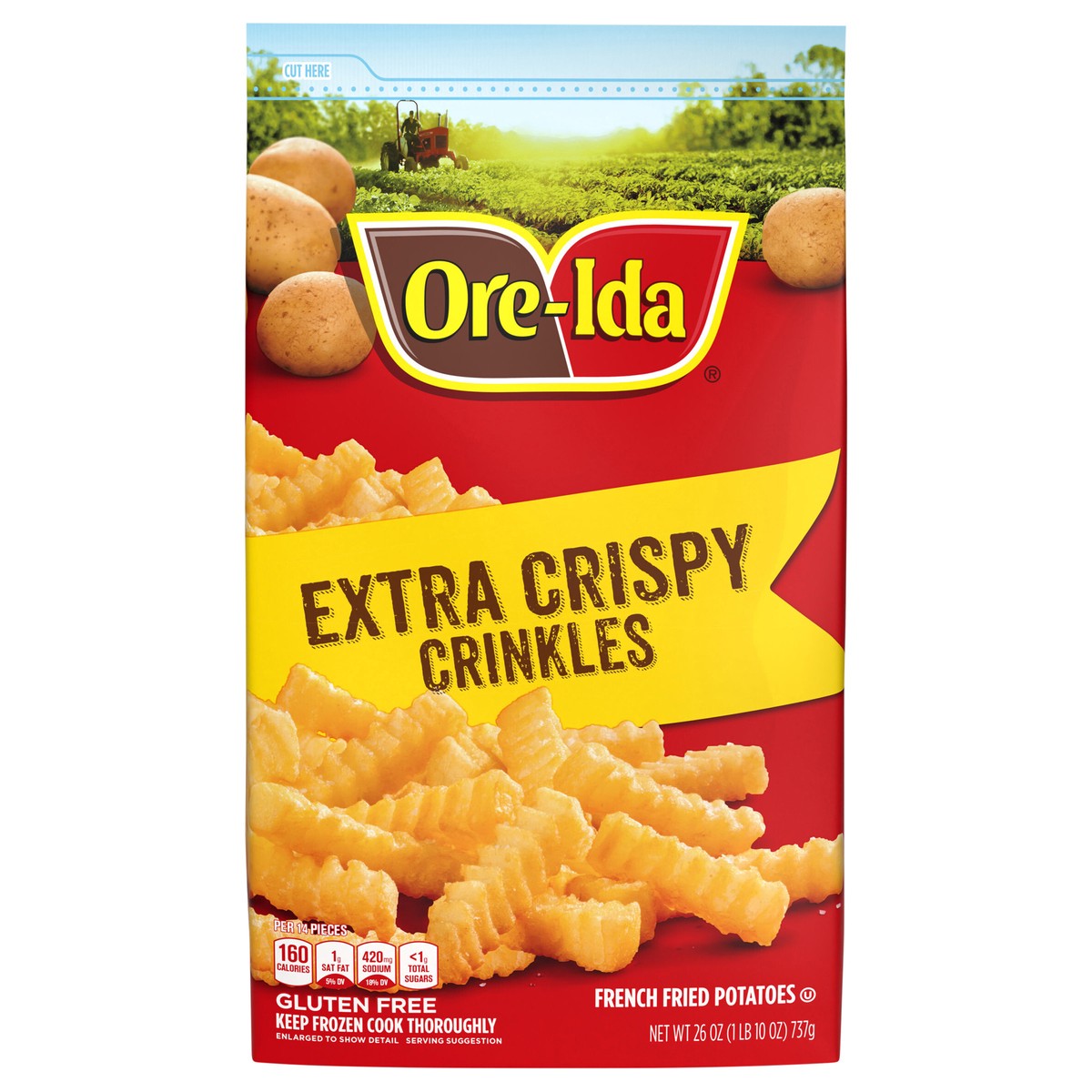 slide 1 of 5, Ore-Ida Extra Crispy Crinkles French Fries Fried Frozen Potatoes, 26 oz Bag, 26 oz