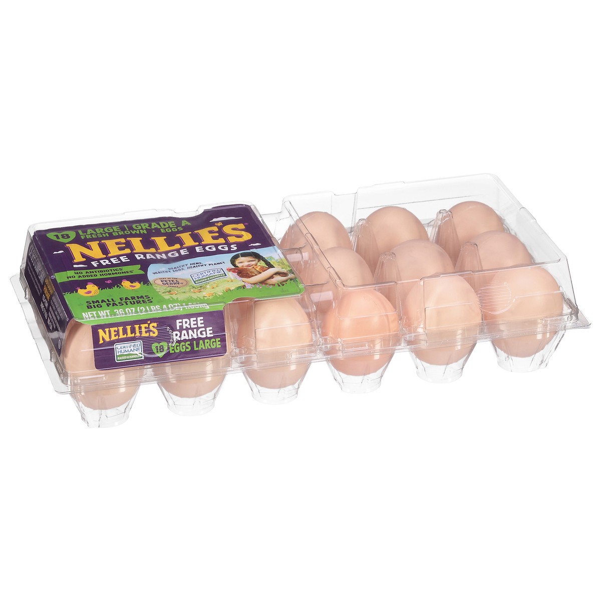 slide 2 of 12, Nellie's Free Range Brown Eggs Large 18 ea, 18 ct