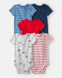 Carters Baby 5-Pack Nautical Multipack Bodysuits - Red/White/Blue Red/White/Blue NB