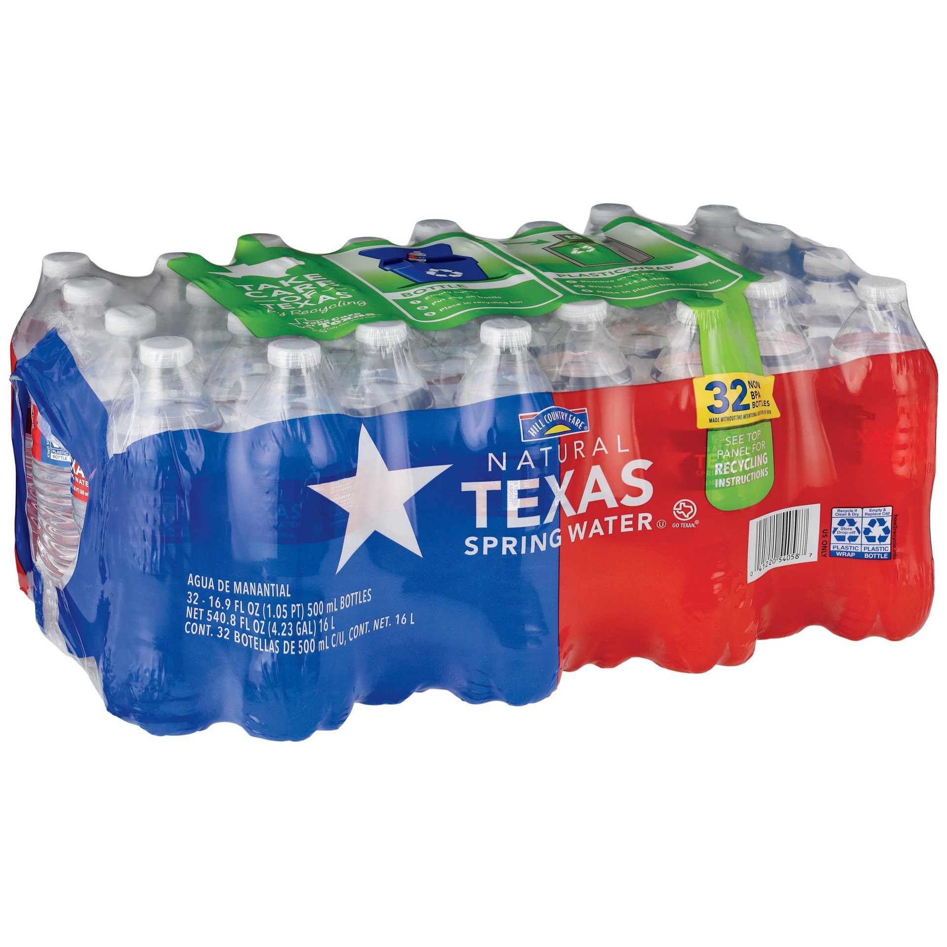 slide 1 of 1, Hill Country Fare Natural Texas Spring Water 32-pk Bottles, 16.9 oz