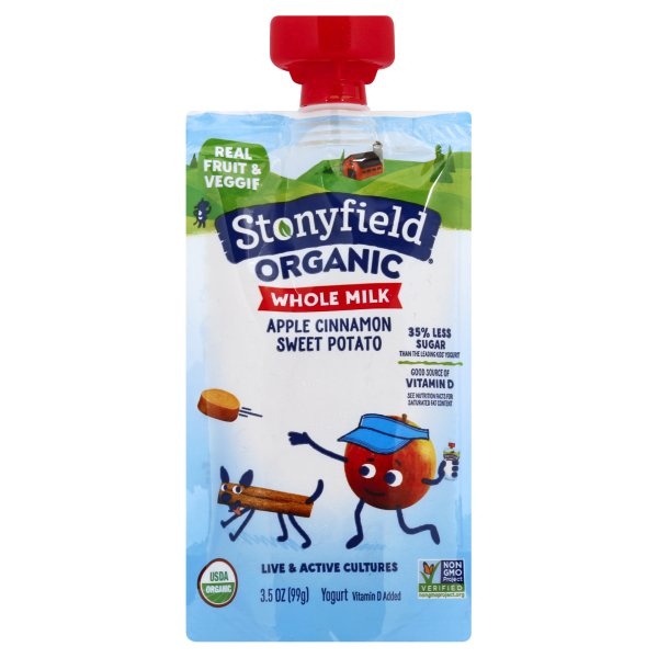 slide 1 of 1, Stonyfield Organic Yokids Pouch Apple Cinnamon Sweet Potato 3.5Oz, 3.5 oz