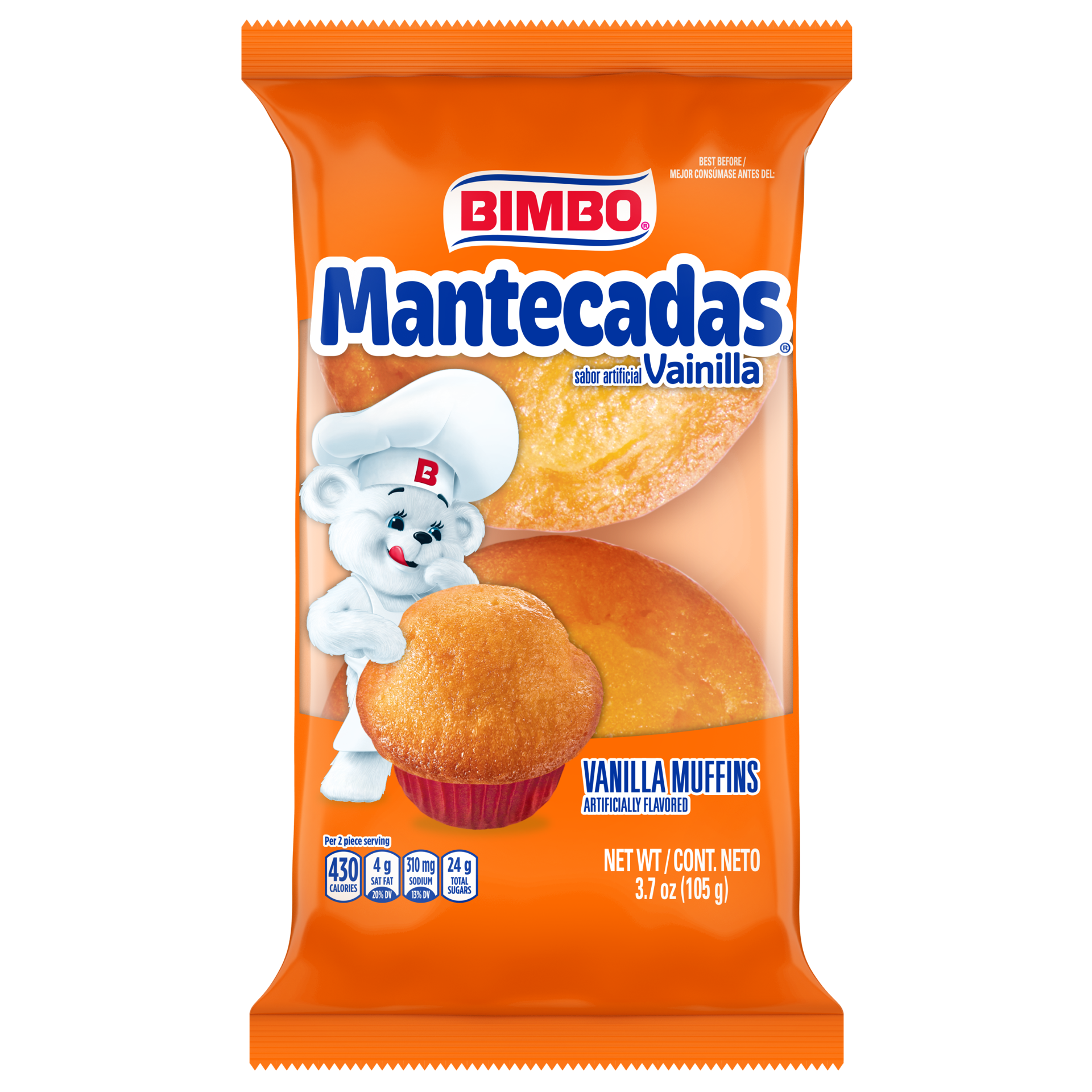 slide 1 of 5, Bimbo Mantecadas Vanilla Muffins, Twin Pack, 3.70 Ounces, 1 ct