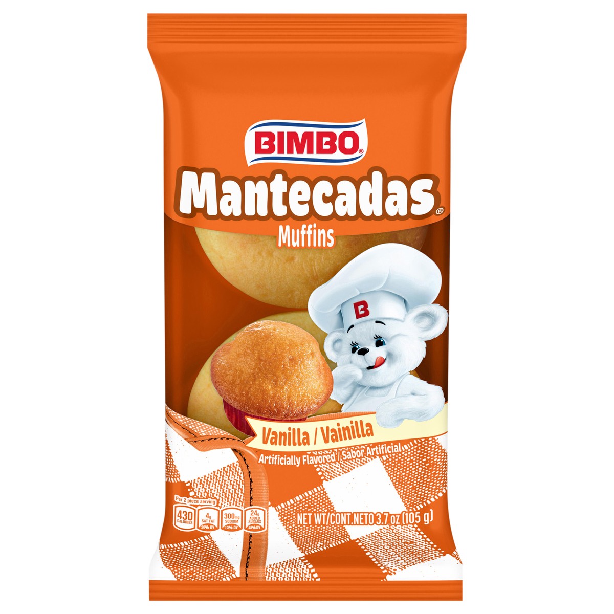 slide 1 of 5, Bimbo Mantecadas Vanilla (Club Pack) Muffins, 2 count, 3.7 oz, 3.7 oz