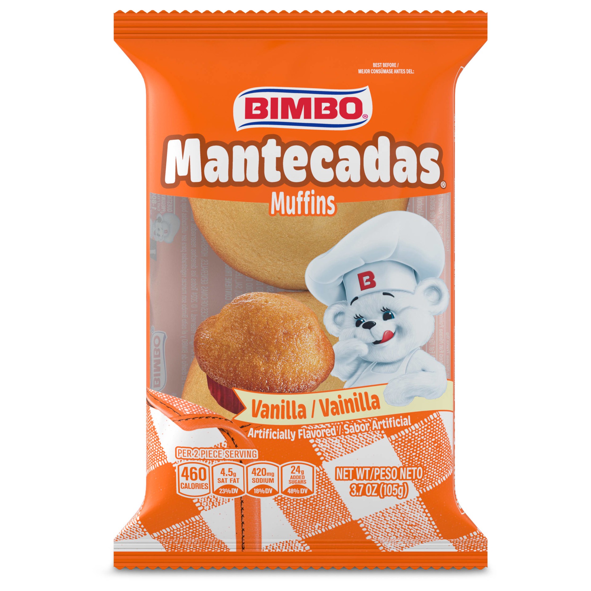 slide 1 of 5, Bimbo Mantecadas Vanilla Muffins, 2 count, Muffins, 3.7 oz Bag, 1 ct