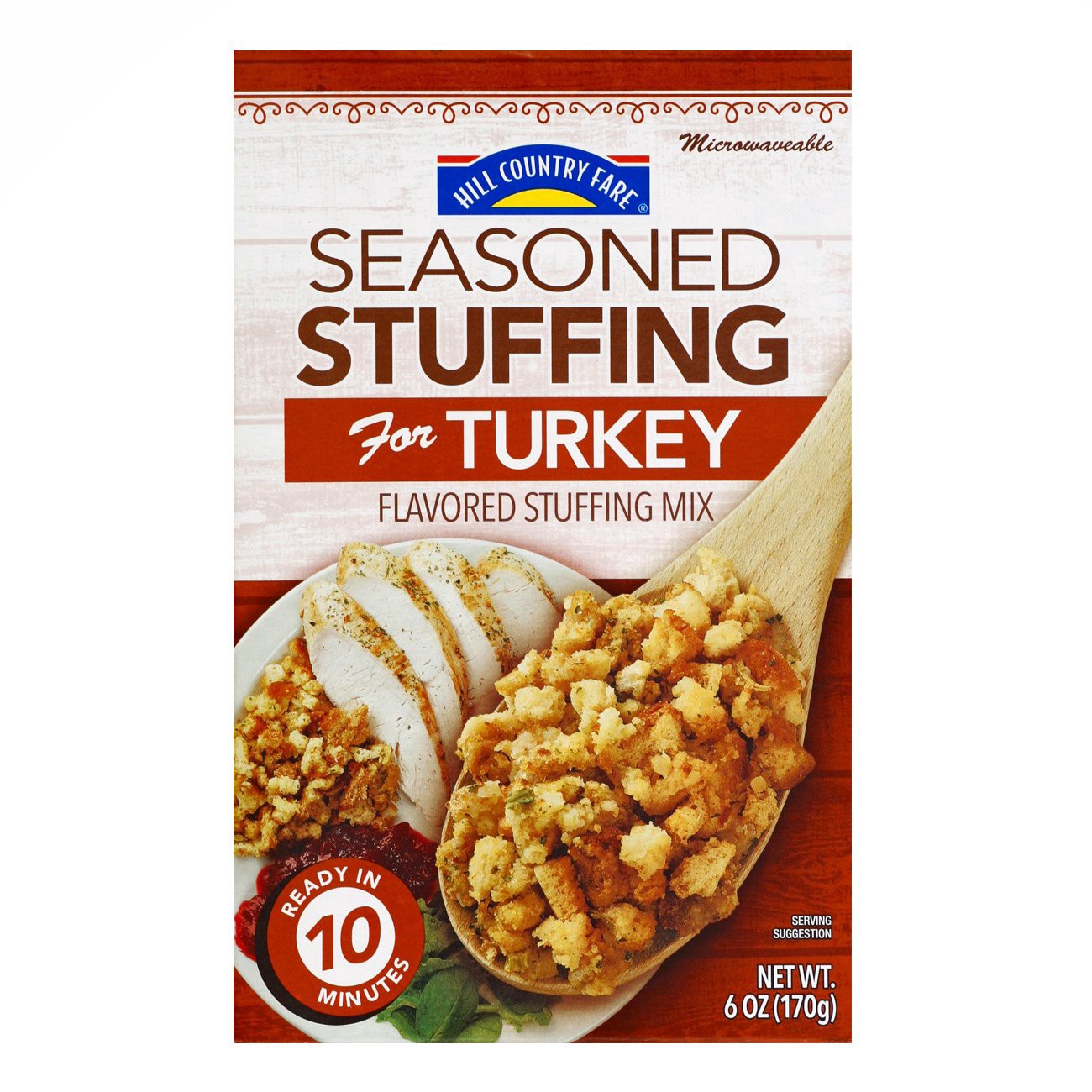slide 1 of 1, Hill Country Fare Seasoned Turkey Stuffing Mix, 6 oz