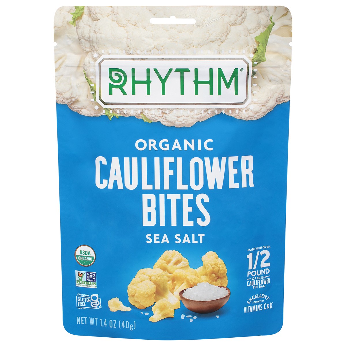 slide 1 of 9, Rhythm Organic Sea Salt Cauliflower Bites 1.4 oz, 1.4 oz