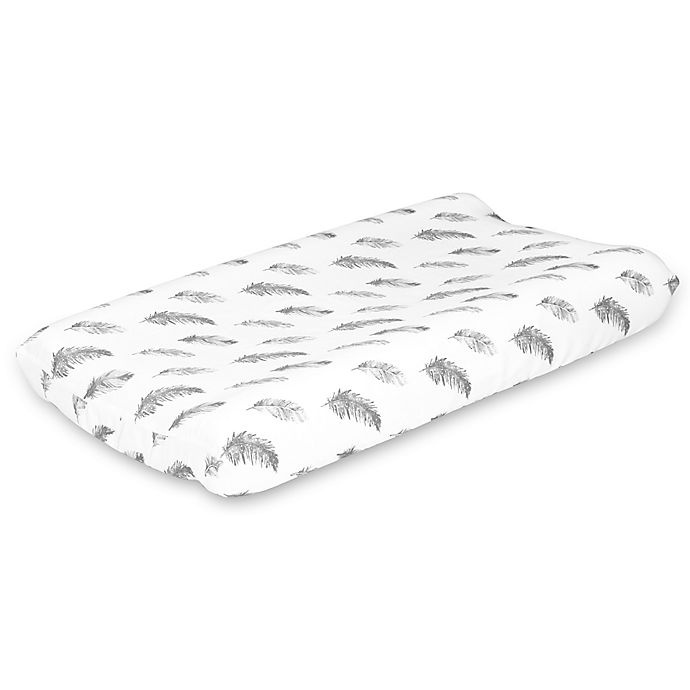 slide 1 of 1, The Peanutshell Farmhouse Feather Changing Pad Cover - Grey, 1 ct