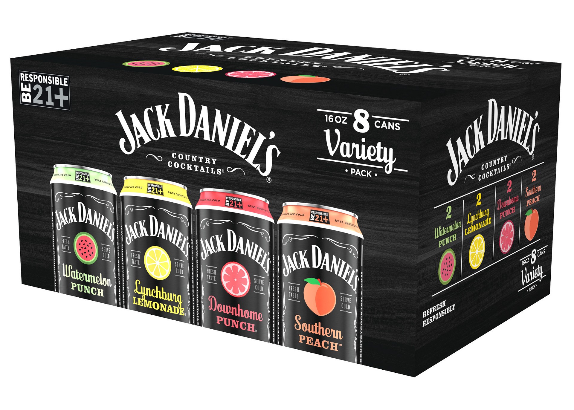 slide 6 of 8, Jack Daniel's Variety Pack Country Cocktails 8 - 16 oz Cans, 16 oz