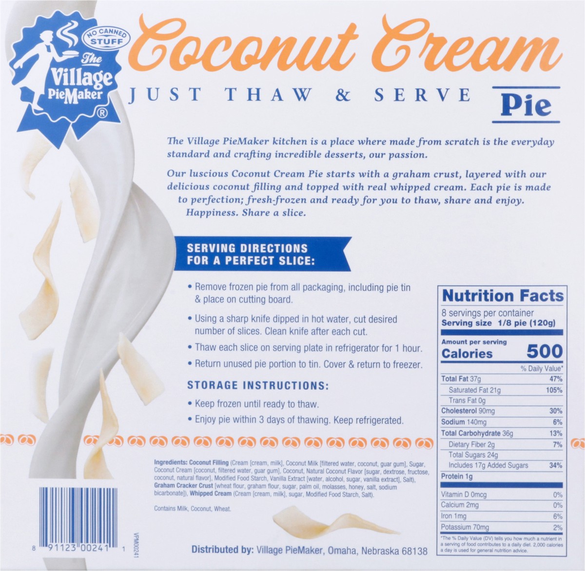 slide 7 of 9, The Village PieMaker Village PieMaker Coconut Cream Pie, 34 oz