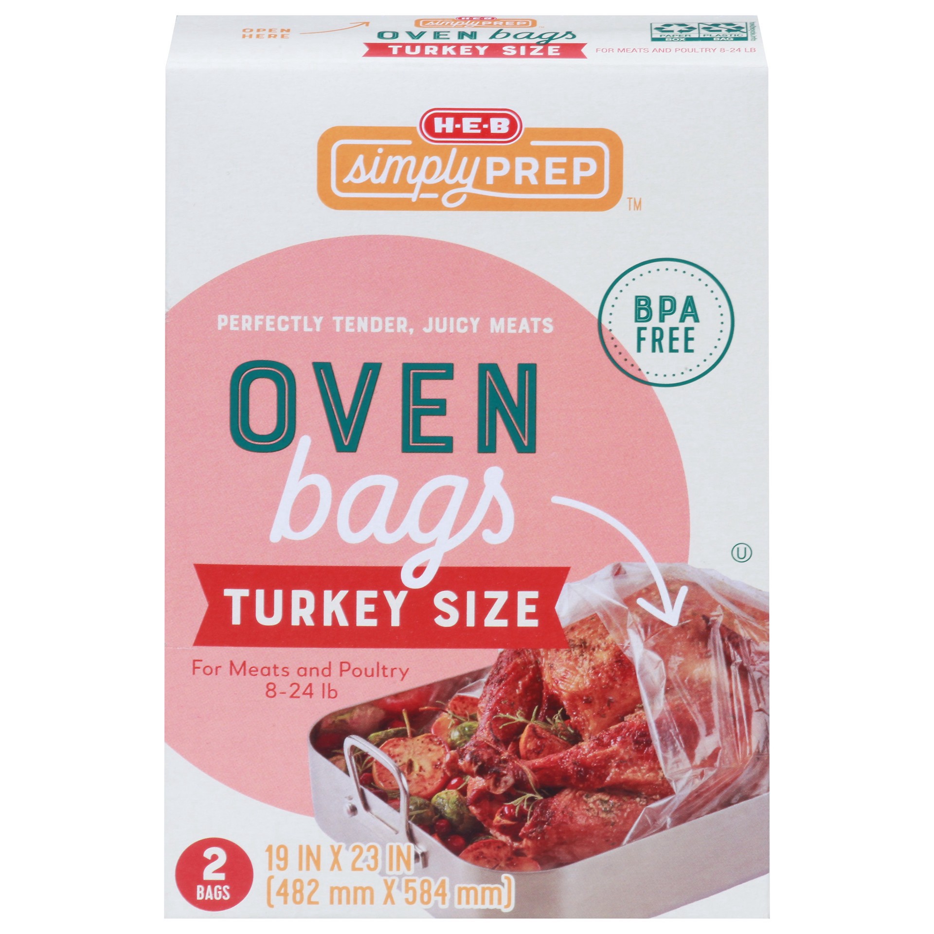 slide 1 of 1, H-E-B Simply Prep Oven Bags Turkey Size, 2 ct