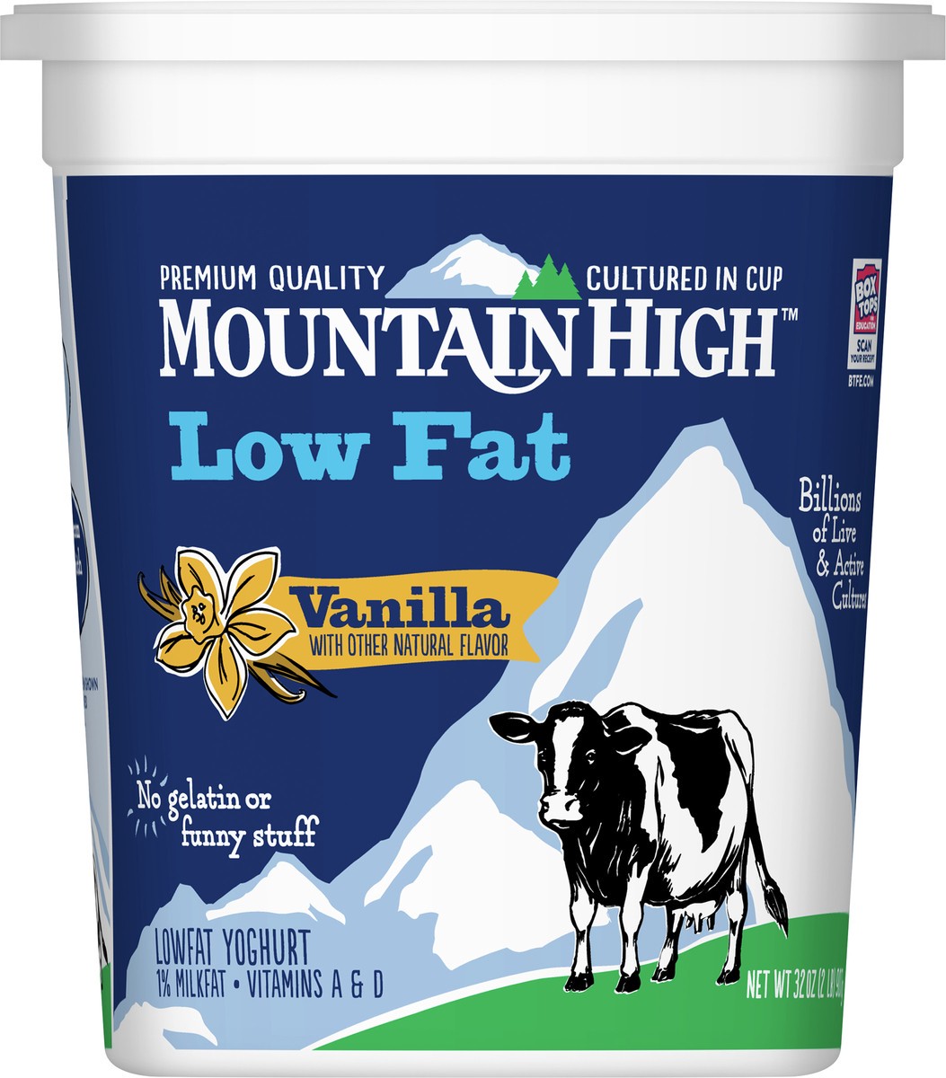 slide 9 of 9, Mountain High, Low Fat Yogurt, Vanilla, Gluten Free Snacks, 32 OZ Yogurt Container, 32 oz