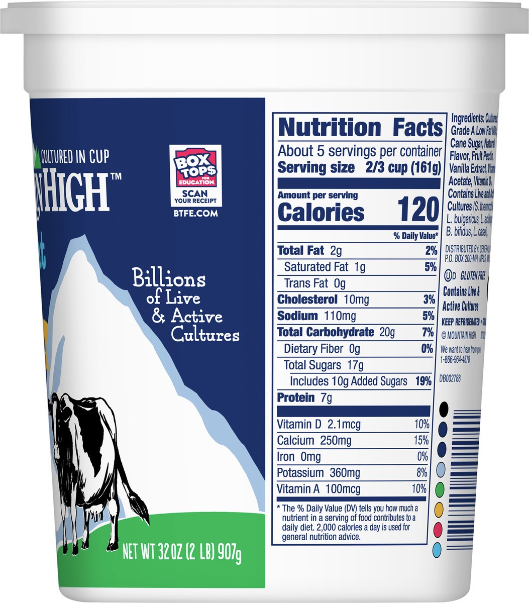 slide 2 of 9, Mountain High, Low Fat Yogurt, Vanilla, Gluten Free Snacks, 32 OZ Yogurt Container, 32 oz