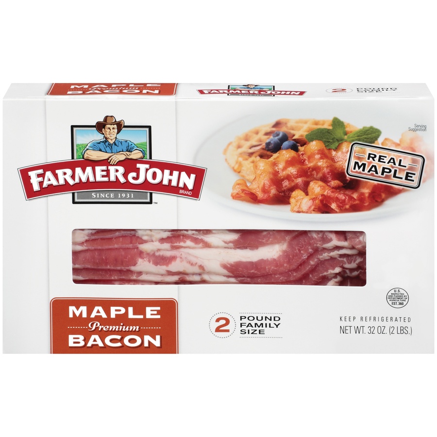 slide 1 of 3, Farmer John Maple Bacon, 2 lb