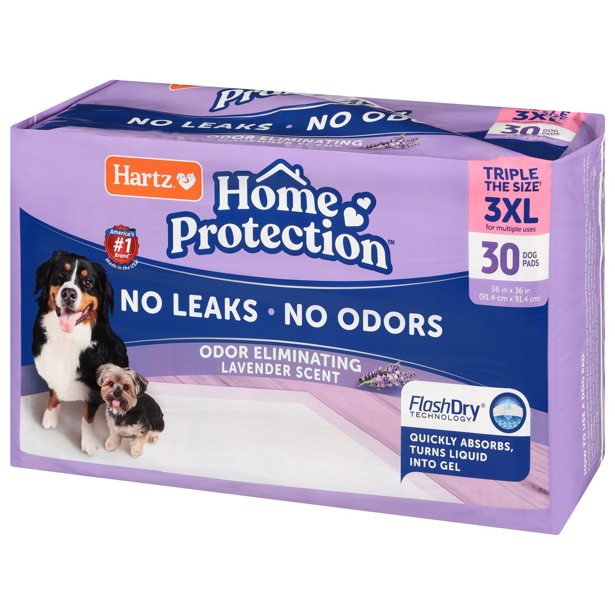 slide 3 of 4, Hartz Home Protection Odor Eliminating Lavender Scent 3XL Dog Pads 30 Each, 30 ct