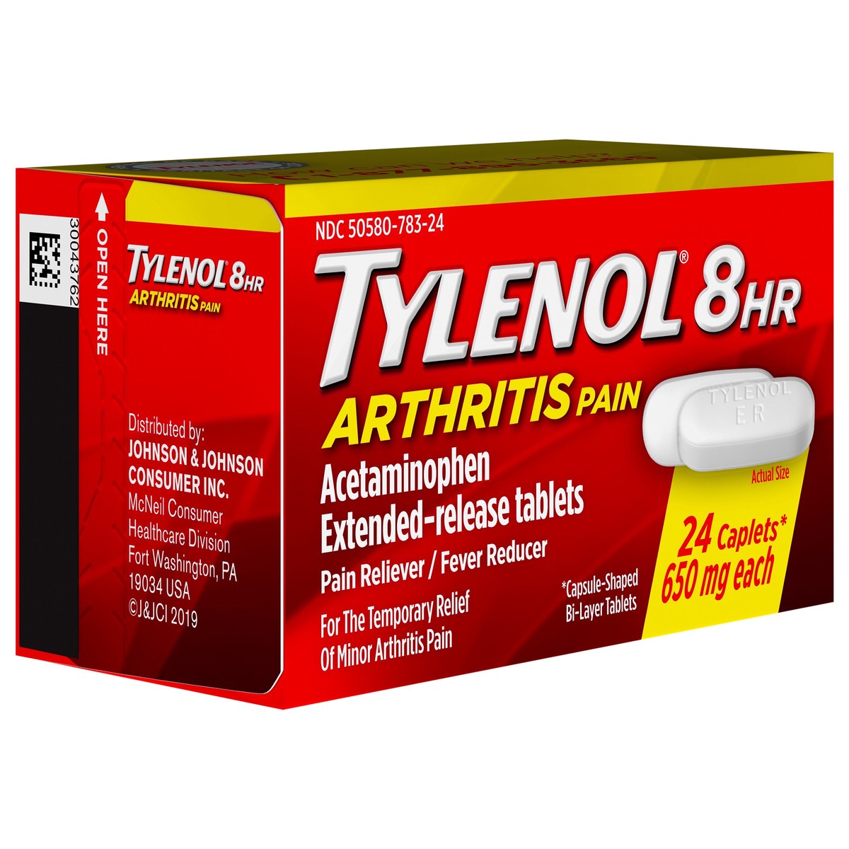 slide 2 of 4, Tylenol 8 Hour Arthritis Pain Relief Extended-Release Tablets, 650 mg Acetaminophen, Joint Pain Reliever & Fever Reducer Medicine, Oral Pain Reliever for Arthritis & Joint Pain, 24 Count, 24 ct