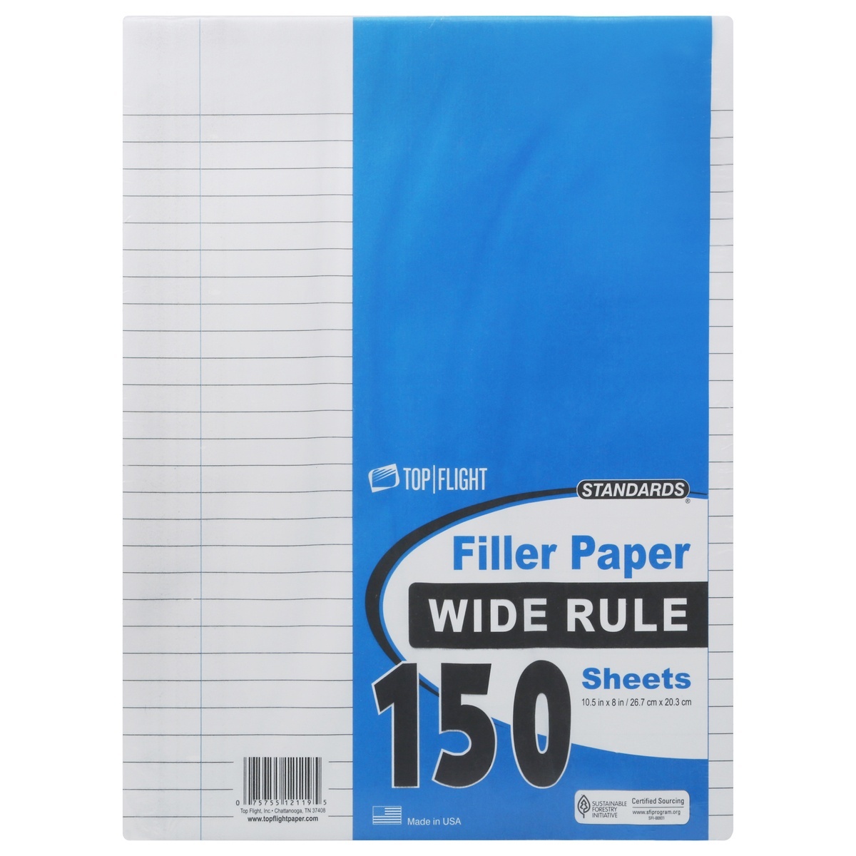 slide 1 of 1, Top Flight Standards Wide Rule Filler Paper 1 ea, 