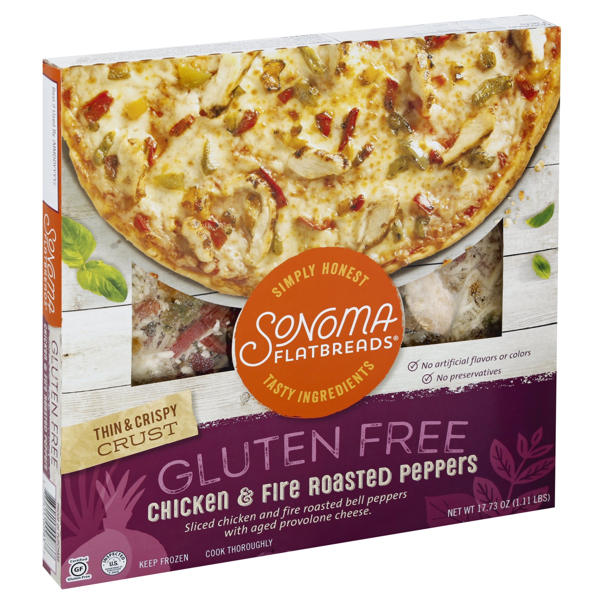 slide 1 of 1, Sonoma Flatbreads Chicken & Fire Roasted Peppers Gluten Free Pizza, 17.73 oz