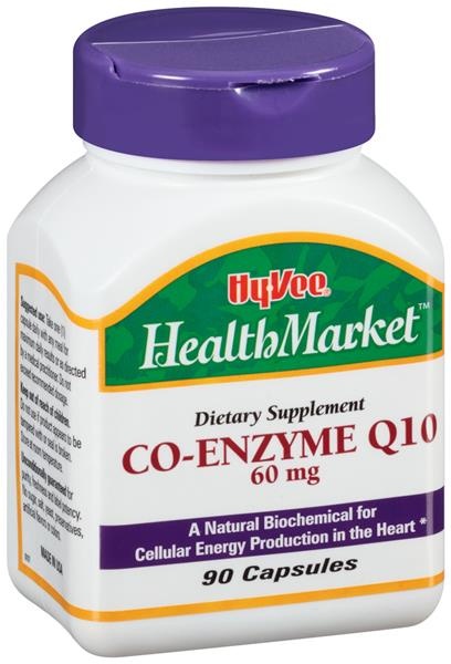 slide 1 of 1, Hy-Vee HealthMarket Co-Enzyme Q10 Dietary Supplement Capsules, 90 ct; 60 mg