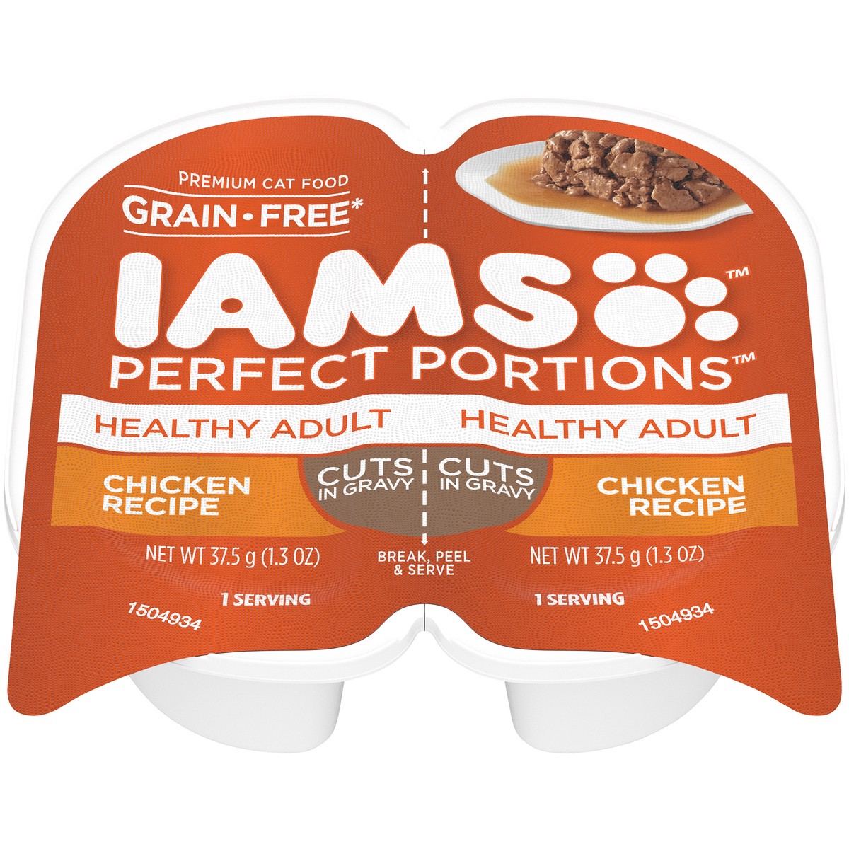 slide 1 of 4, Iams Perfect Portions Cuts in Gravy Healthy Adult Chicken Recipe Premium Cat Food 2-1.3 oz. Cups, 2.6 oz