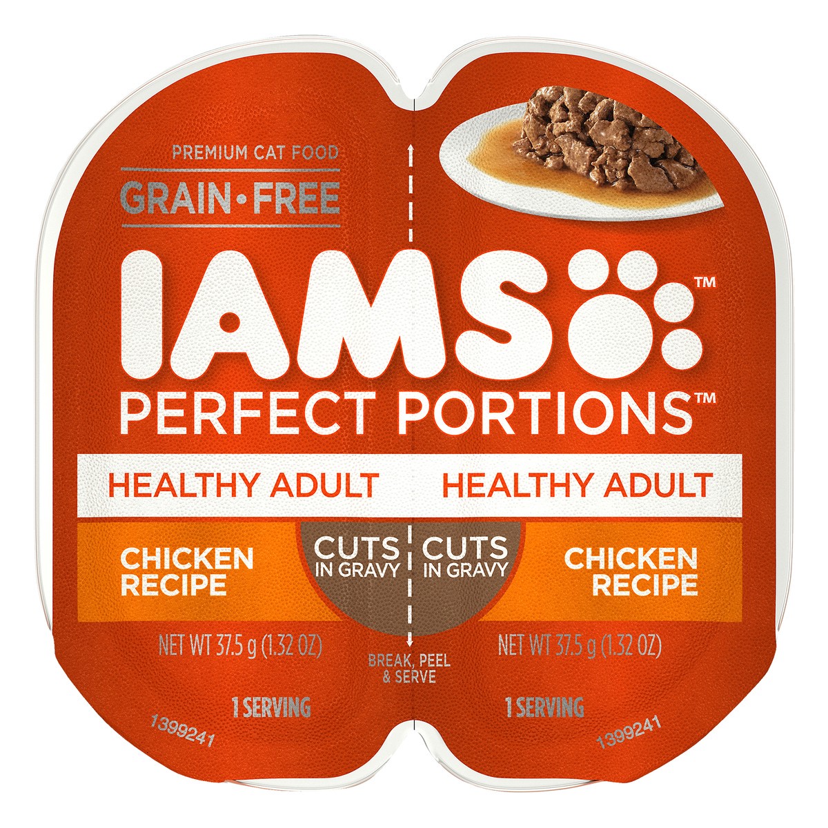 slide 1 of 9, IAMS PERFECT PORTIONS Healthy Adult Grain Free* Wet Cat Food Cuts in Gravy, Chicken Recipe, (24) Easy Peel Twin-Pack Trays, 2.64 oz