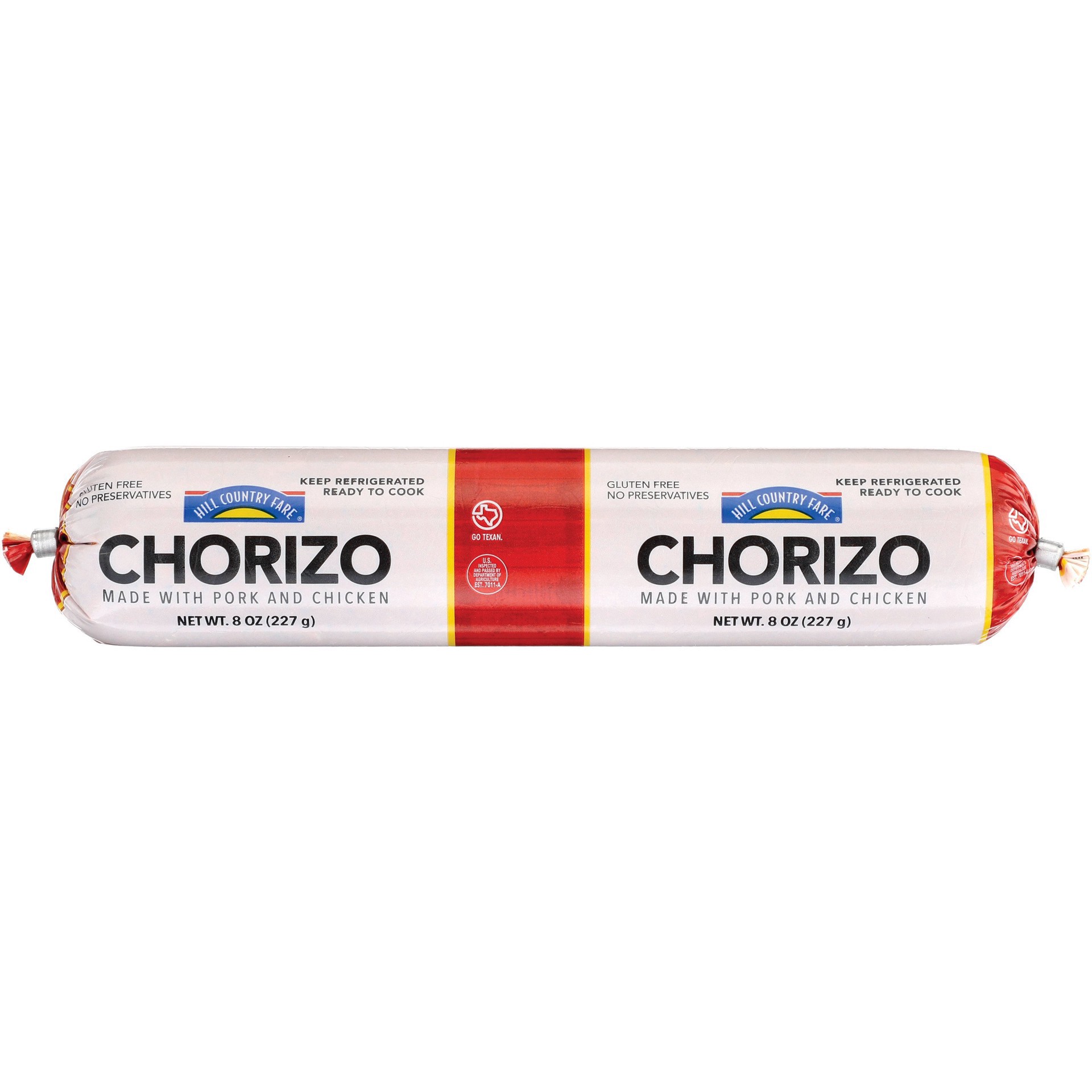 slide 1 of 1, Hill Country Fare Chicken & Pork Chorizo Sausage, 8 oz