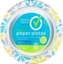 Simply Done Everyday Designer Strong & Sturdy Paper Plates Big Pack 85 ea