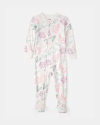 Carters Baby Girl Floral 100% Cotton Snug Fit 1-Piece Pajama Set - White White 18M