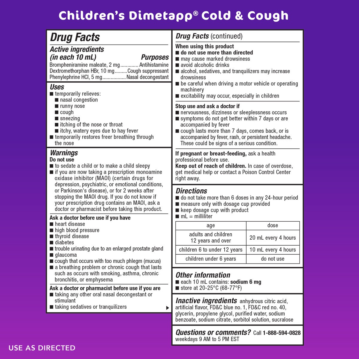 slide 6 of 12, Dimetapp Children's Cold & Cough, Grape Flavor, Alcohol-Free, 4 oz