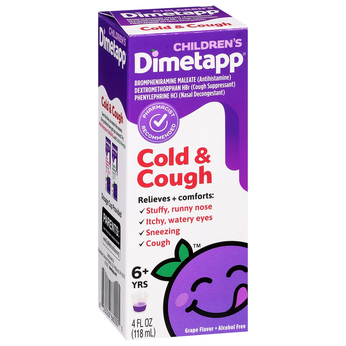slide 5 of 12, Dimetapp Children's Cold & Cough, Grape Flavor, Alcohol-Free, 4 oz