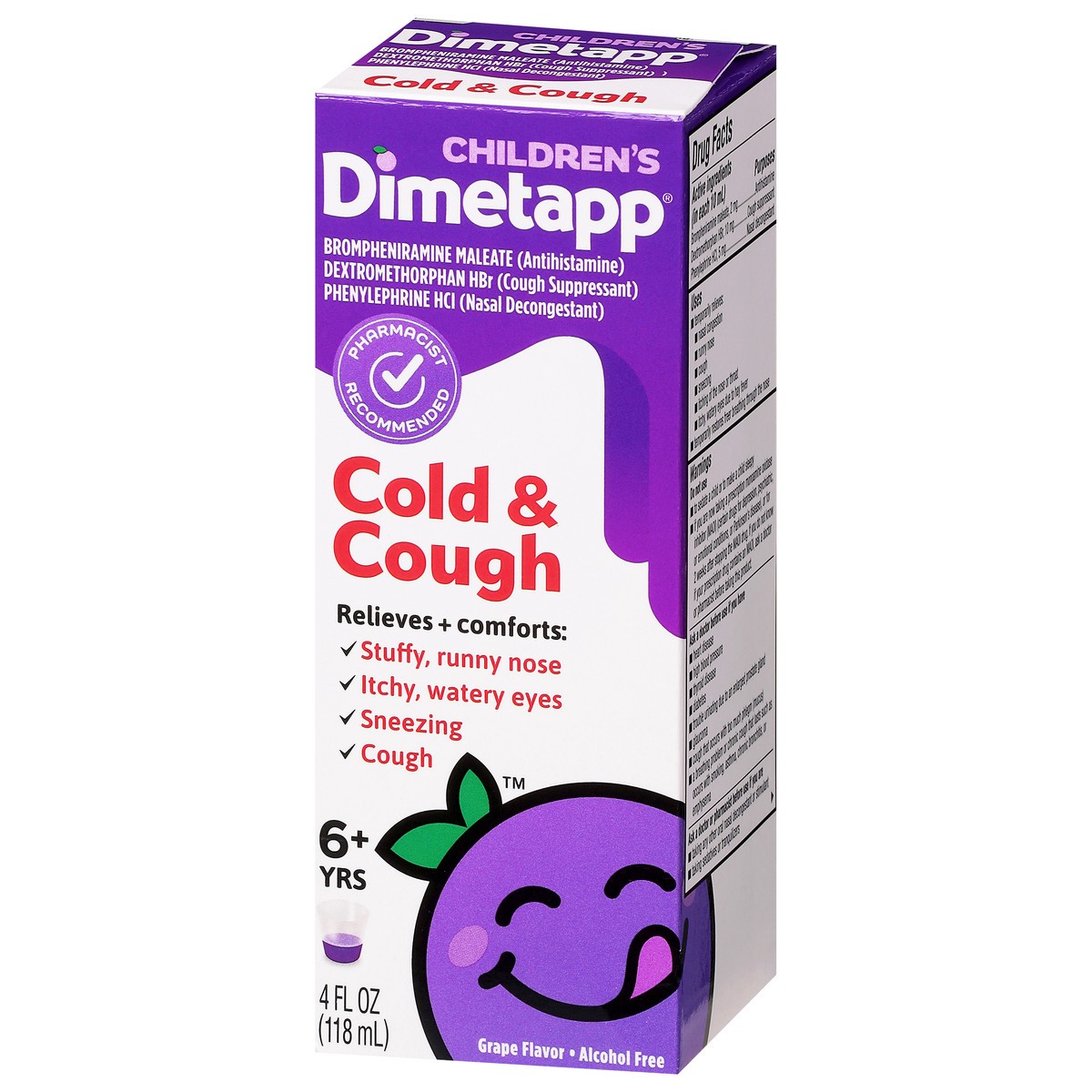 slide 7 of 12, Dimetapp Children's Cold & Cough, Grape Flavor, Alcohol-Free, 4 oz