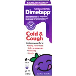 Dimetapp Children's Cold & Cough, Grape Flavor, Alcohol-Free