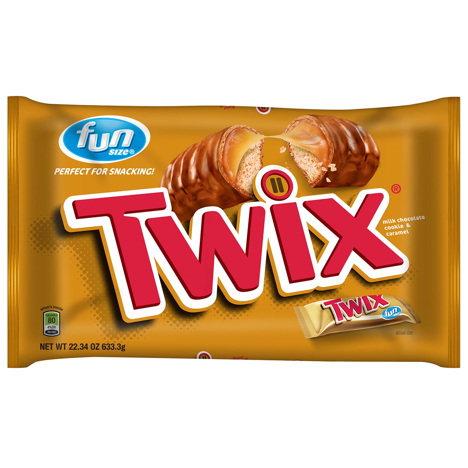 slide 1 of 1, TWIX Caramel Fun Size Chocolate Cookie Bar Candy Bag, 22.34 oz