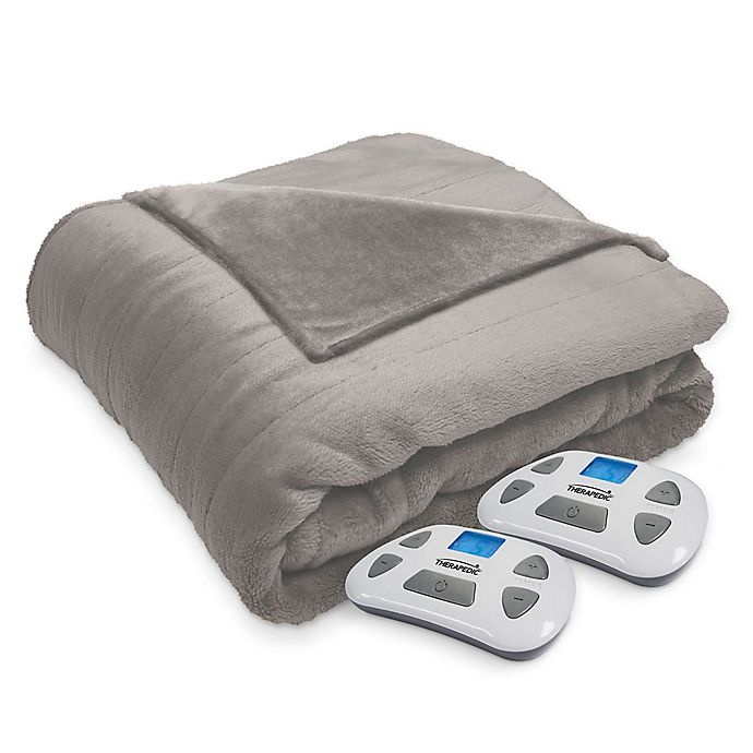 slide 1 of 5, Therapedic Silky Plush King Warming Blanket - Stone, 1 ct