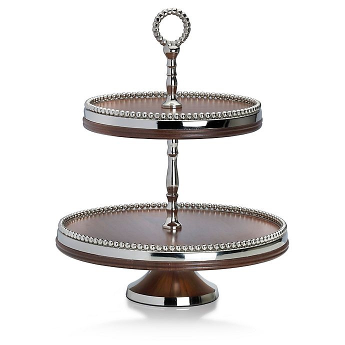 slide 1 of 1, Mikasa Loria Beaded 2-Tier Dessert Stand, 1 ct