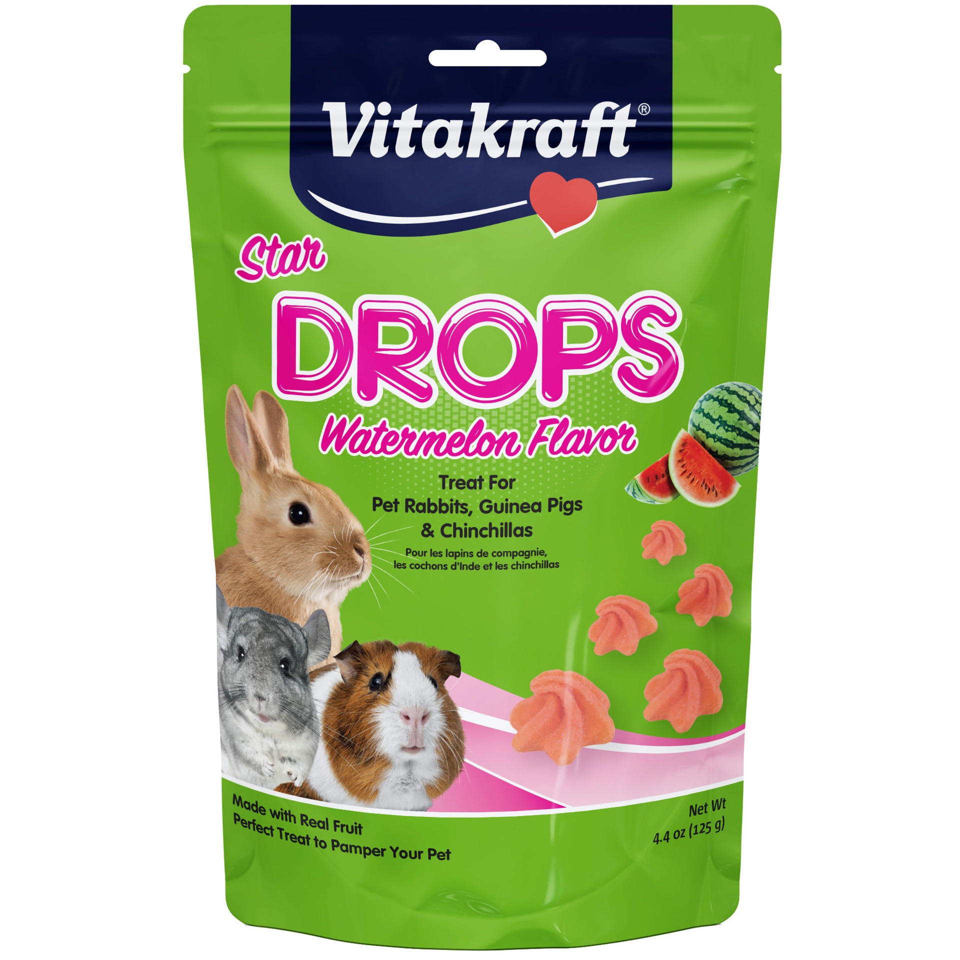 slide 1 of 1, Vitakraft Watermelon Star Drops Small Pet Treats, 4.4 oz