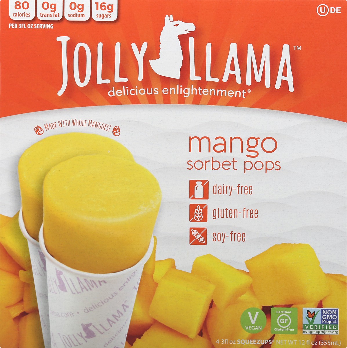 slide 5 of 10, Jolly Llama Mango Jolly Llama Squeeze Sorbet, 12 fl oz