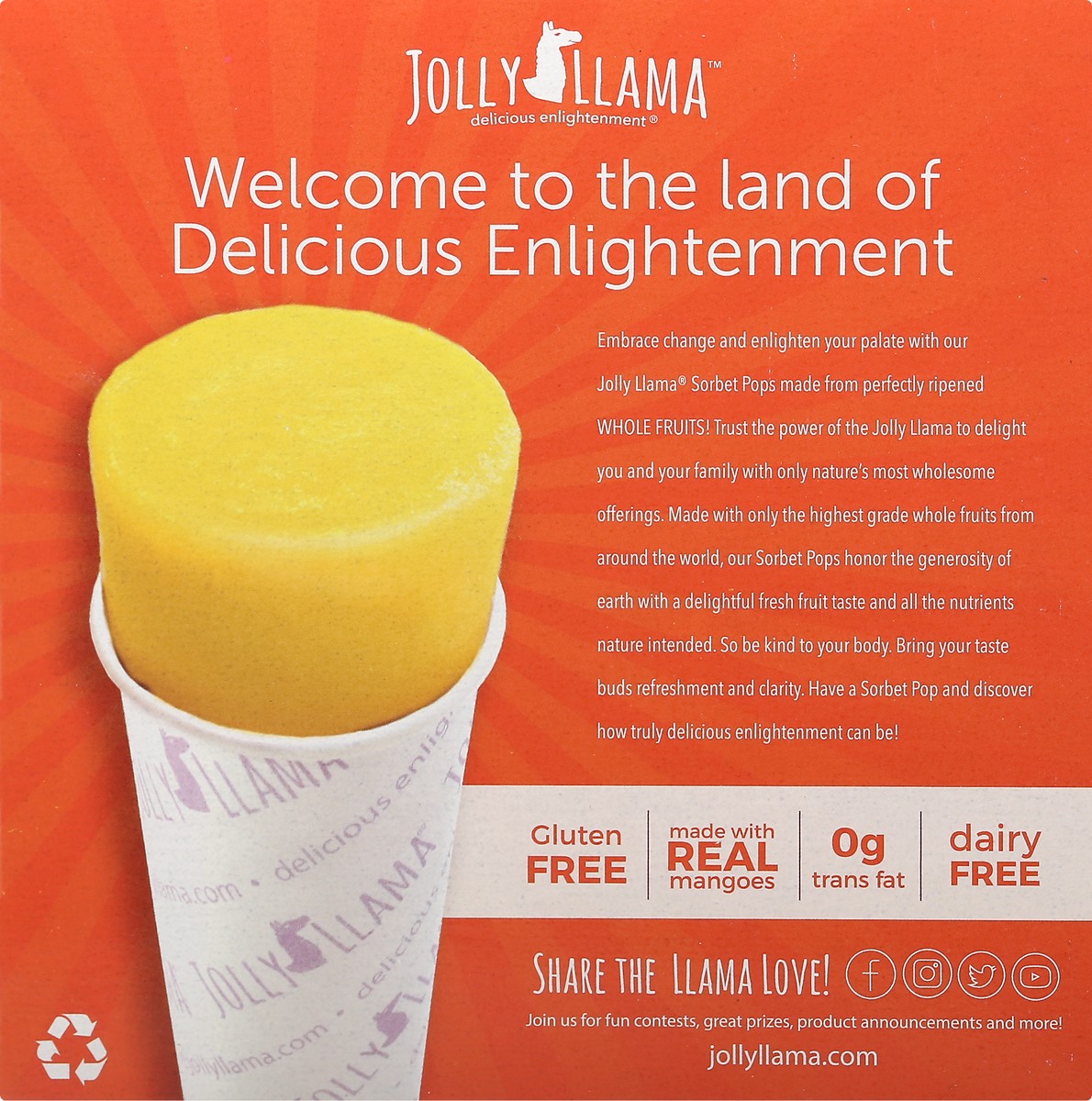 slide 10 of 10, Jolly Llama Mango Jolly Llama Squeeze Sorbet, 12 fl oz